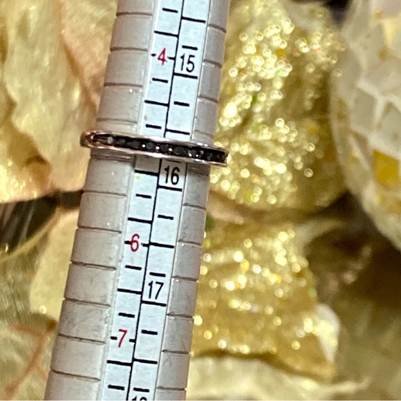 Genuine Black Diamond Stacking Wedding Band ~ Dainty Bridal Anniversary Pinky - Picture 10 of 14